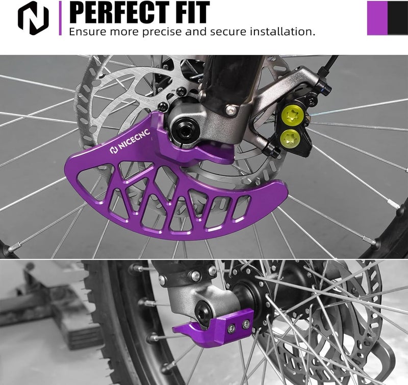 NICECNC Purple Front Brake Caliper Disc Cover Protector Compatible with Surron Light bee X/S/ L1E Compatible with Segway X160 X260 See Fitmnet - Image 3
